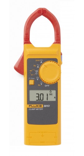 Fluke 301D/ESP Palm-Sized AC/DC Clamp Meter with slim body and thin jaw arm, 600 A-