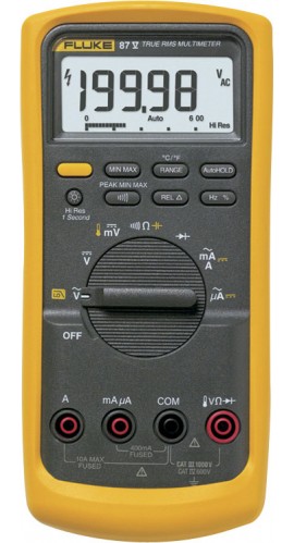 Fluke 87V Industrial True-RMS Multimeter with temperature, 1000 V, 10 A-
